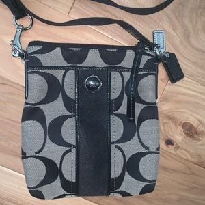 COACH Cross Body Bag Black and Creme/grey